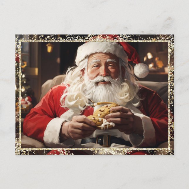 Postal Festiva *~* Navidades de AP44 Purpurina de FOTOS de Santa  (Anverso)