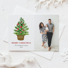 Postal Festiva Navidades de árboles navideños de acuarela festiva