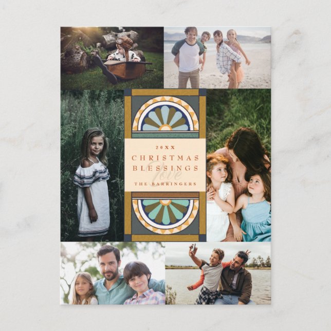 Postal Festiva Navidades de arcos florales multifoto (Anverso)