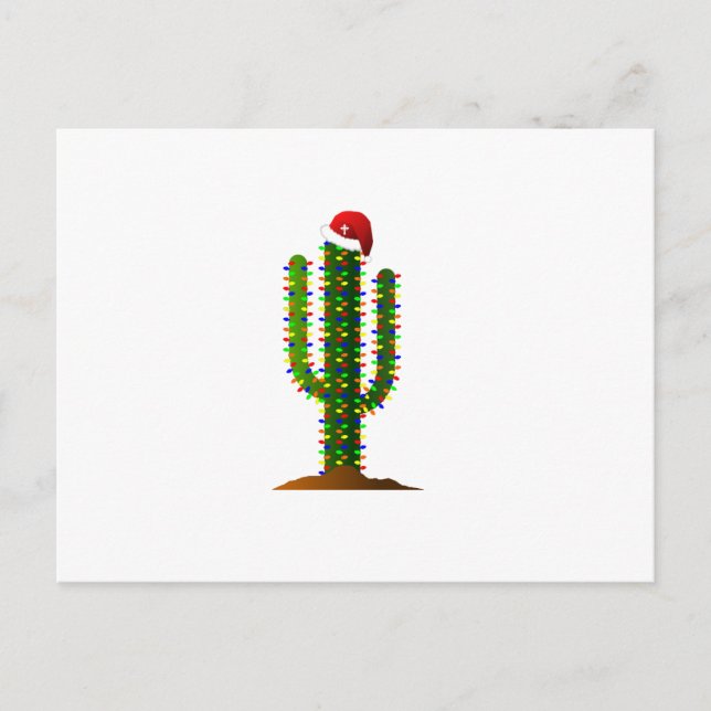 Postal Festiva Navidades de Arizona Saguaro Cactus (Anverso)