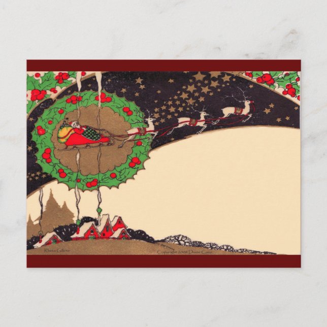 Postal Festiva Navidades de Art Deco Santa Postcard (Anverso)