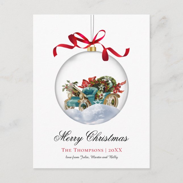 Postal Festiva Navidades de autos en Bauble (Anverso)