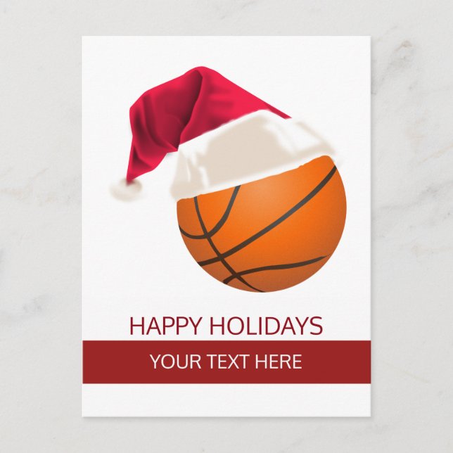 Postal Festiva Navidades de baloncesto Ball Santa Hat (Anverso)