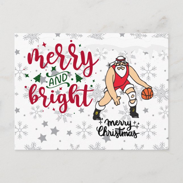 Postal Festiva Navidades de baloncesto con Santa Claus (Anverso)