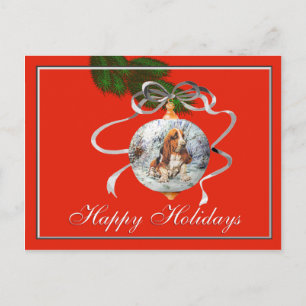 Postal Festiva Navidades de Basset Hound