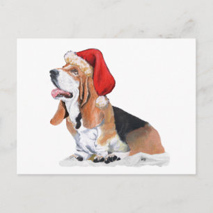 Postal Festiva Navidades de Basset Hound