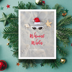 Postal Festiva Navidades de Beach Santa Hat en julio