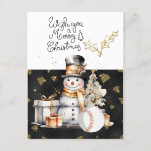Postal Festiva Navidades de béisbol con regalos y pelotas