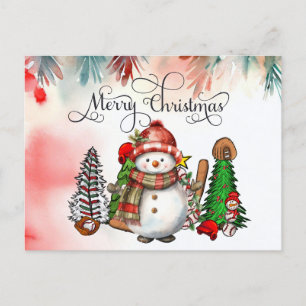 Postal Festiva Navidades de béisbol con regalos y pelotas
