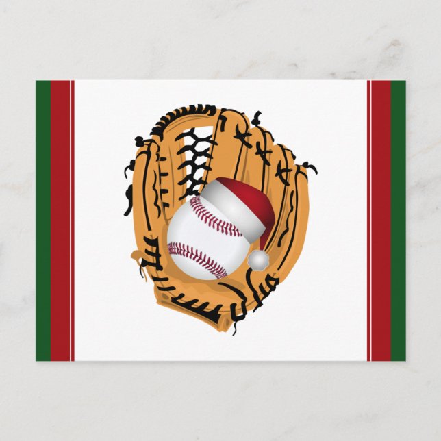 Postal Festiva Navidades de Béisbol Mitt y Ball (Anverso)