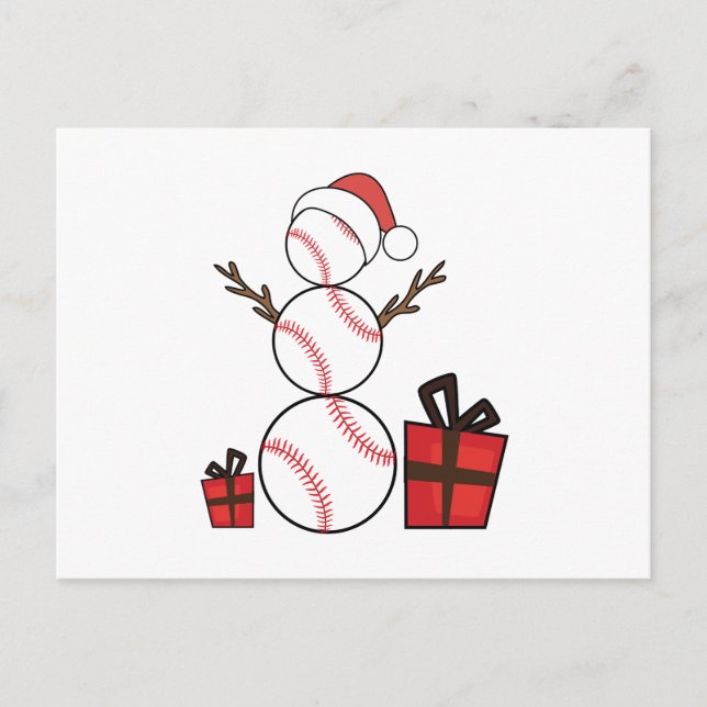 Postal Festiva Navidades De Béisbol Snowman Funny (Anverso)