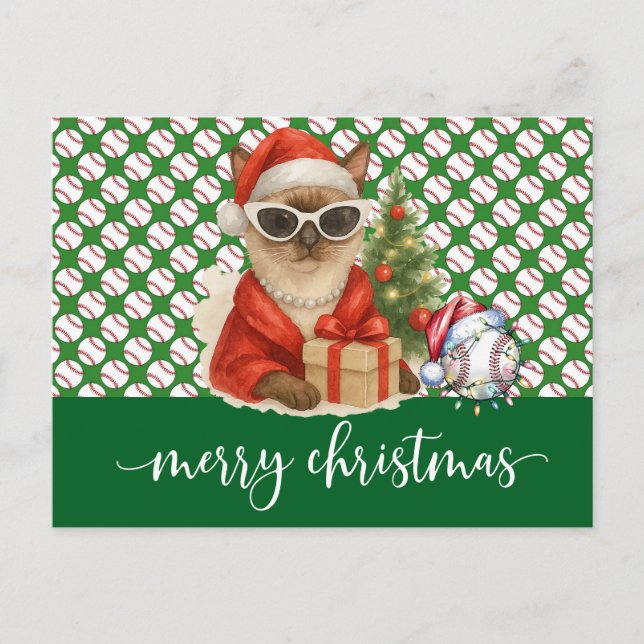 Postal Festiva Navidades de béisbol temáticos para amantes del ga (Anverso)