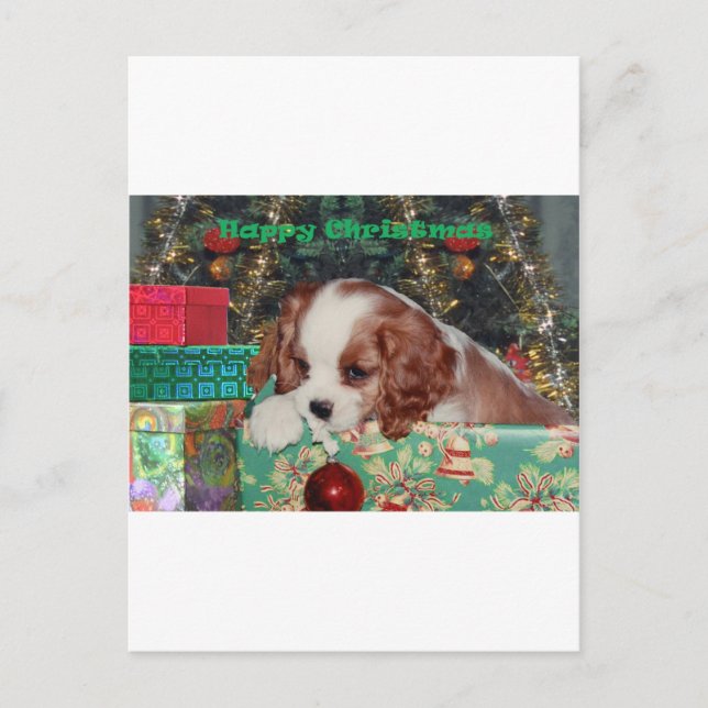 Postal Festiva Navidades de Blenheim Puppy (Anverso)