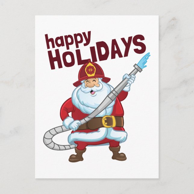 Postal Festiva Navidades de bomberos Santa Claus Bombero (Anverso)