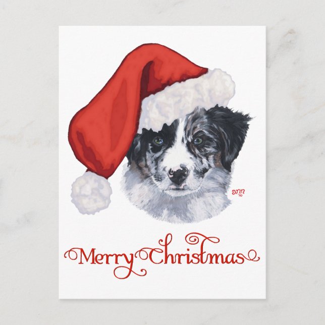 Postal Festiva Navidades de Border Collie (Anverso)