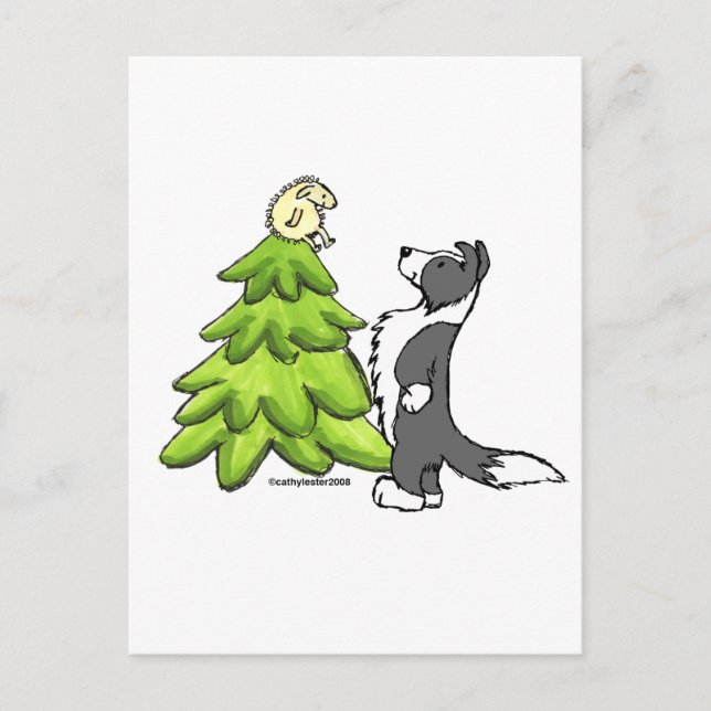Postal Festiva Navidades de Border Collie (Anverso)