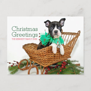 Postal Festiva Navidades de Boston Terrier