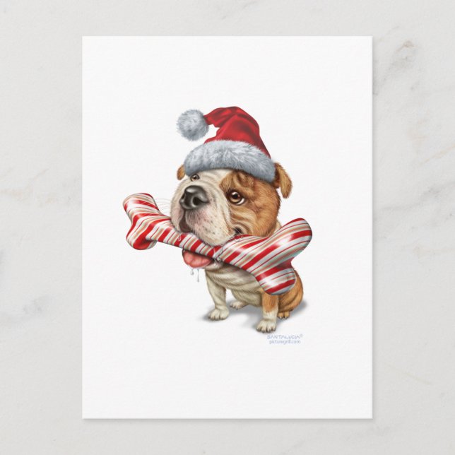 Postal Festiva navidades de bulldog (Anverso)