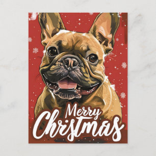 Postal Festiva Navidades de Bulldog de Francia