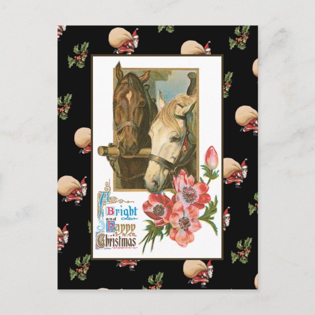 Postal Festiva Navidades de caballos (Anverso)
