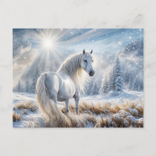 Postal Festiva Navidades de caballos y nieve bonitos