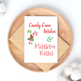 Postal Festiva Navidades de Candy Cane Wishes & Mistletoe Kisses