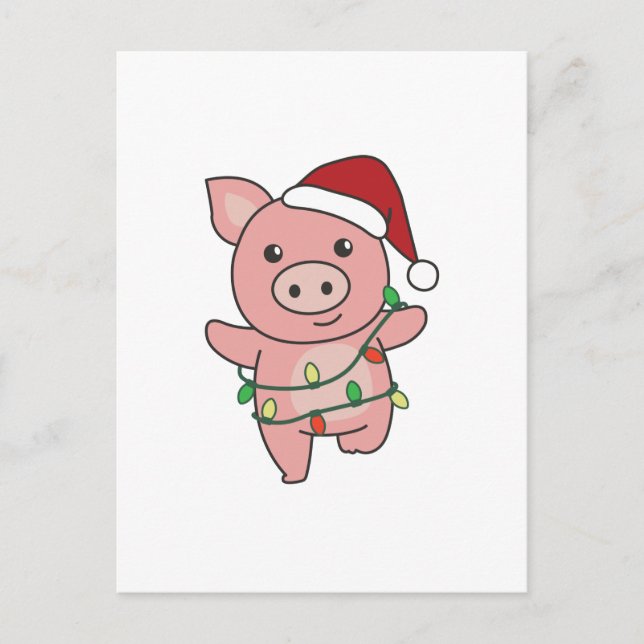 Postal Festiva Navidades de cerdo Animales de invierno Cerdos (Anverso)