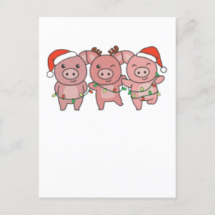 Postal Festiva Navidades de cerdo Navidades animales adoran cerdo