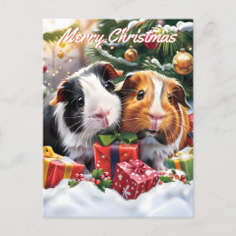 Postal Festiva Navidades de cerdos de Guinea