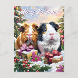 Postal Festiva Navidades de cerdos de Guinea