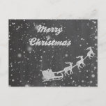 Postal Festiva Navidades de Chalkboard | Vintage Santa Claus Slei<br><div class="desc">Tarjeta de Navidades limpios y simples con un Santa Claus en el trineo con su reno volador. Disponible como tarjeta plana y postal. ¡Les deseo a todos Feliz Navidad y Feliz Año Nuevo!</div>