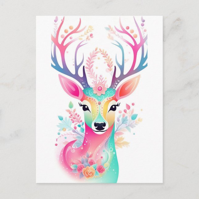Postal Festiva Navidades de ciervos festivos (Anverso)