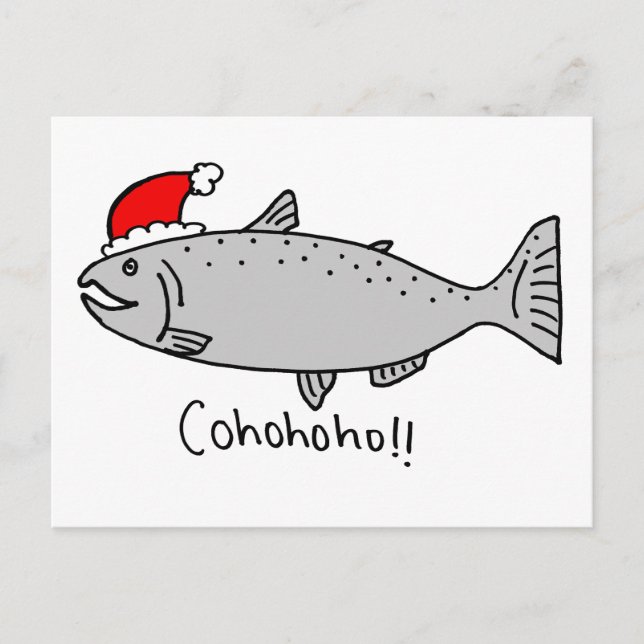 Postal Festiva Navidades de Cohoho Salmon Doodle (Anverso)