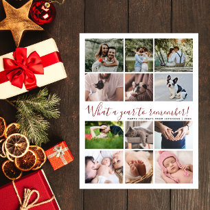 Postal Festiva Navidades de Collage de fotos "Qué año 12"