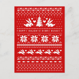 Postal Festiva Navidades de conejillos de barro patrón vacaciones