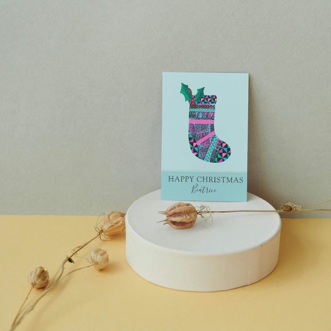 Postal Festiva Navidades de corte Personalizado de patrones geomé (Subido por el creador)