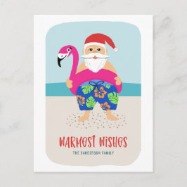 Postal Festiva Navidades de Cute Funny Tropical Beach Santa en ju