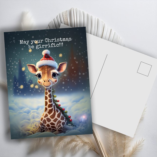 Postal Festiva Navidades de Cute Giraffe (Subido por el creador)