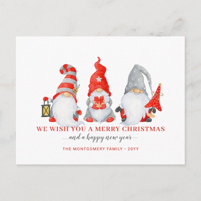 Postal Festiva Navidades de Cute Gnome Trio (Anverso)