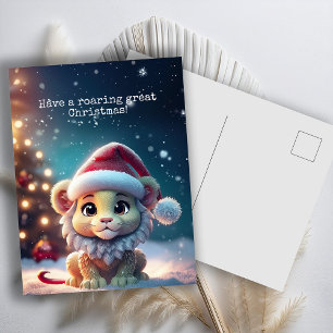Postal Festiva Navidades de Cute Lion Santa Claws