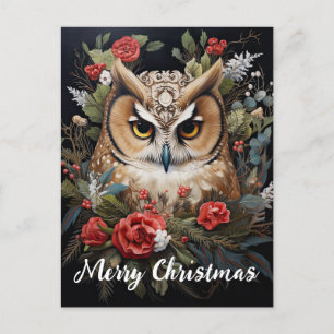 Postal Festiva Navidades de Cute Owl Happy Holidays