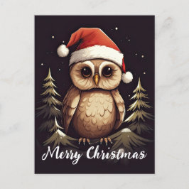 Postal Festiva Navidades de Cute Owl Happy Holidays