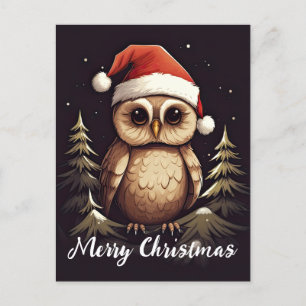 Postal Festiva Navidades de Cute Owl Happy Holidays