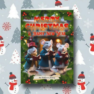 Postal Festiva Navidades de Dickens Carol Cute Mice Christian