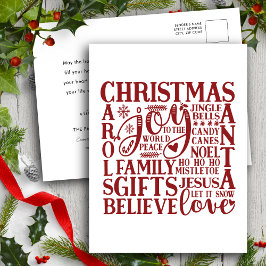 Postal Festiva Navidades de diversión en el guión rojo moderno ar