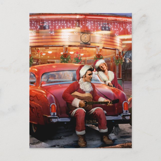 Postal Festiva Navidades de Elvis y Marilyn (Anverso)