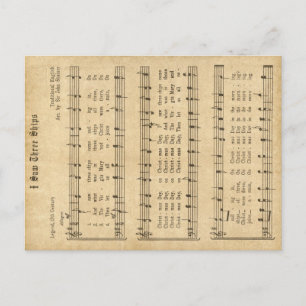 Postal Festiva Navidades de Ephemera "Vi Tres Buques" Carol