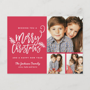 Postal Festiva Navidades de escritura de pincel moderno Holiday 3