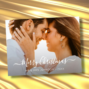 Postal Festiva Navidades de escritura modernos y elegantes con fo