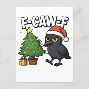 Postal Festiva Navidades de F-caw-f Raven Crow Xmas Tree Meme
